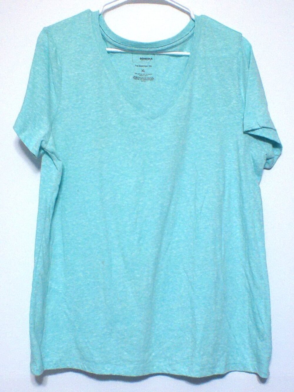 Sonoma The Everyday Tee Aqua Blue Short Sleeve Top Women's XL Cotton Blend